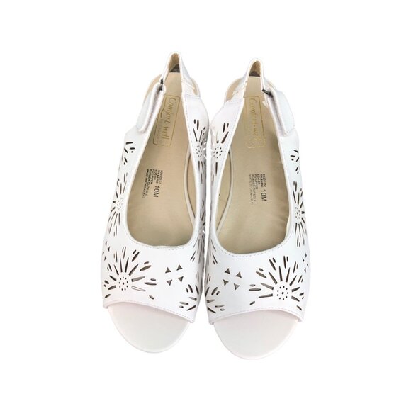 Beacon Comfort-Well Shoes 10 M Slingback Cut Out Sandal White New - Picture 3 of 9